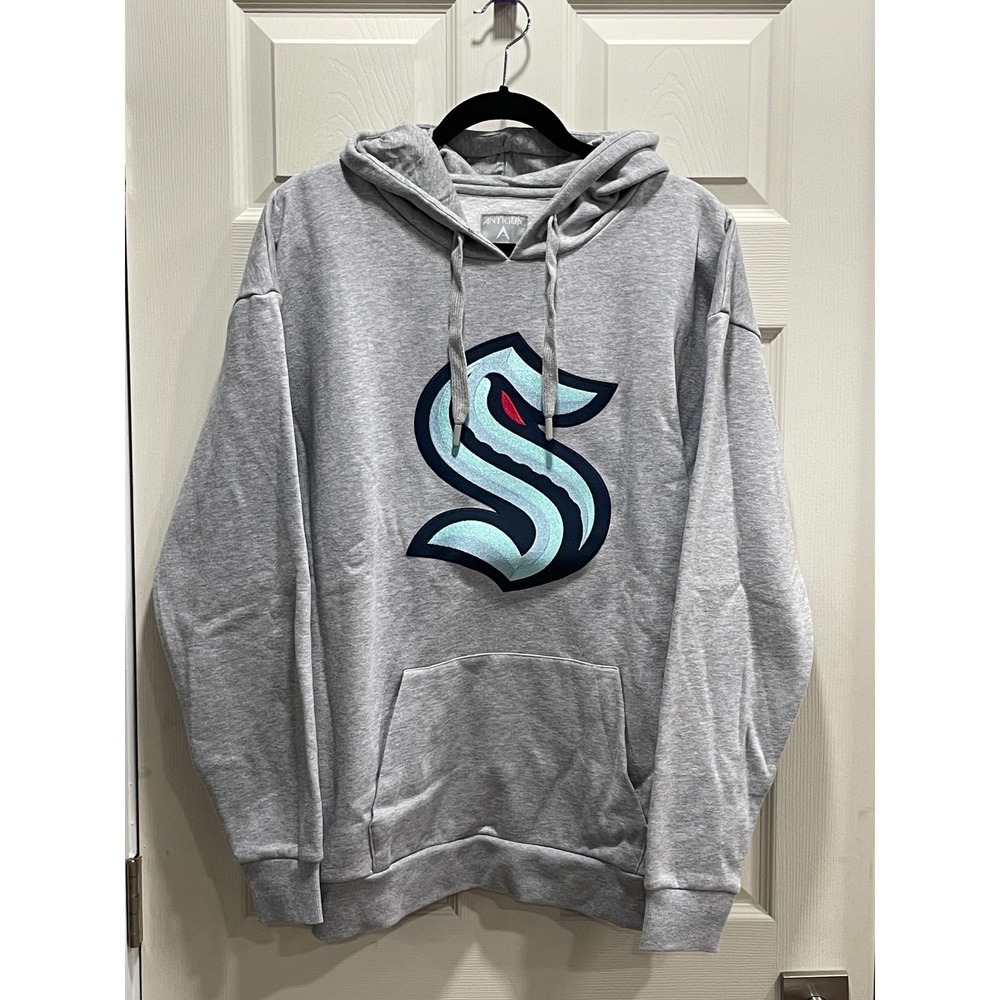 NWOT Antigua Seattle Kraken Hoodie Womens XL Grey NHL Embroidered